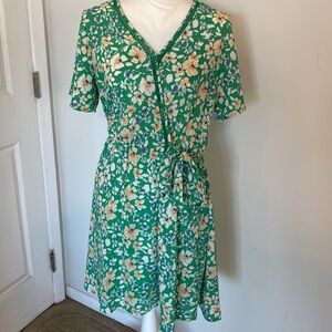 Sienna Sky Green Floral Button Front Dress Size Large